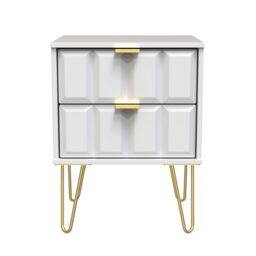 Bologna Ready Assembled Matt White No Effect 2 Drawer Wide Bedside Chest (H)505mm (W)395mm (D)415mm - thumbnail 2
