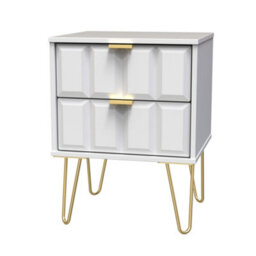 Bologna Ready Assembled Matt White No Effect 2 Drawer Wide Bedside Chest (H)505mm (W)395mm (D)415mm - thumbnail 1