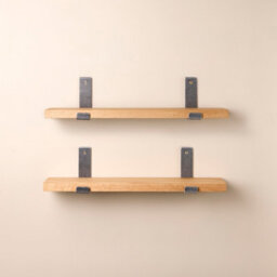 Off the Grain Oak Wall Shelves With Inverted Brackets - Narrow Wooden Shelves Pack Of 2 - 110Cm - thumbnail 4