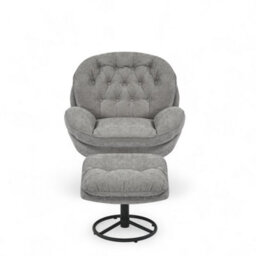 Dark Grey Chenille Fabric Azura Swivel Accent Chair With Footstool - thumbnail 3