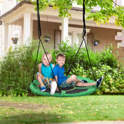 Homcom 100Cm Giant Nest Web Rope Hanging Tree Swing Seat Round Backyard - thumbnail 1