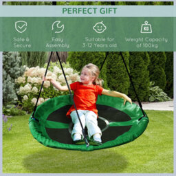 Homcom 100Cm Giant Nest Web Rope Hanging Tree Swing Seat Round Backyard - thumbnail 4