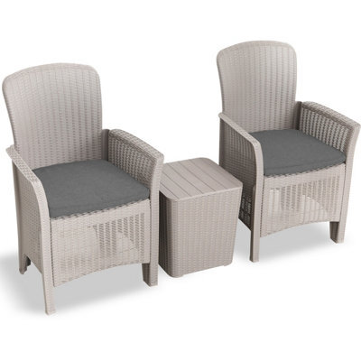 Centurion Supports Ophelia Grey 3-Piece Rattan Garden Furniture High Back Armchair Set With Side Table - image 1