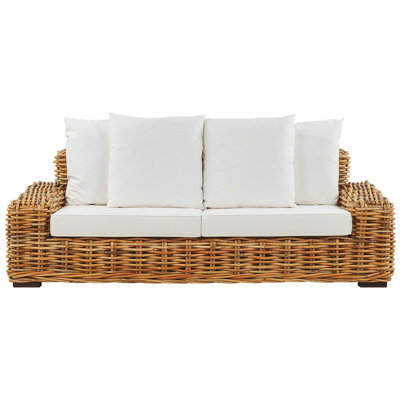 Beliani Garden Sofa 3 Seater Forli Rattan Natural - image 1