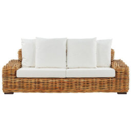 Beliani Garden Sofa 3 Seater Forli Rattan Natural