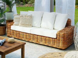 Beliani Garden Sofa 3 Seater Forli Rattan Natural - thumbnail 2