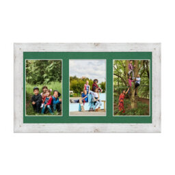 AK Frames 40X20Cm White Rustic Modern Multi Photo Frame With Emerald Mount - Holds 3 Apertures (3X) 6X4 Photos - thumbnail 1
