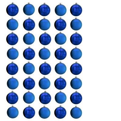 Christmas Tree World 8Cm Blue Bauble Set Shiny/matt (40 Pc) - image 1
