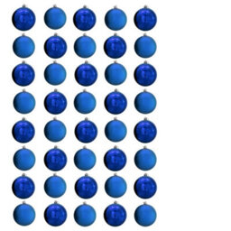 Christmas Tree World 8Cm Blue Bauble Set Shiny/matt (40 Pc) - thumbnail 1