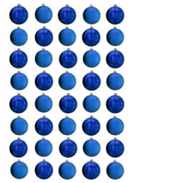 Christmas Tree World 8Cm Blue Bauble Set Shiny/matt (40 Pc) - thumbnail 2