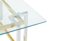 Orsina Glass Top Coffee Table, Gold And Silver Luxury Coffee Table, Modern Style Metal Coffee Table With Glass Top - thumbnail 5