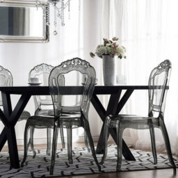 Wyld and Coco Acryluxe Vintage Modern Transparent Black Dining Chairs Set Of 2 - Polycarbonate, Glossy Finish - thumbnail 2