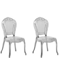Wyld and Coco Acryluxe Vintage Modern Transparent Black Dining Chairs Set Of 2 - Polycarbonate, Glossy Finish - thumbnail 3