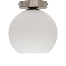 First Choice Lighting Set Of 2 Betchley - White Glass Satin Nickel Ceiling Light Fittings - thumbnail 2