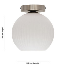 First Choice Lighting Set Of 2 Betchley - White Glass Satin Nickel Ceiling Light Fittings - thumbnail 6