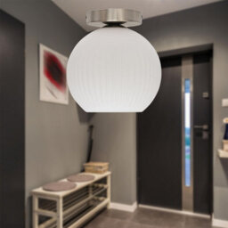 First Choice Lighting Set Of 2 Betchley - White Glass Satin Nickel Ceiling Light Fittings - thumbnail 4