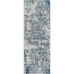 Livabliss Sunderland-Abstract Blue Grey Modern Marble Living Dining Bedroom Rug 80 X 150 Cm Easy Care, Non Shedding - thumbnail 1