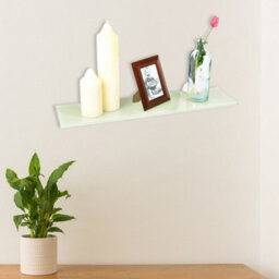Urbn-Living Pink - Wall-Mounted Glass Floating Shelves With Clip Fixing - 60X15Cm - thumbnail 3