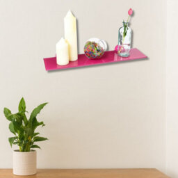Urbn-Living Pink - Wall-Mounted Glass Floating Shelves With Clip Fixing - 60X15Cm - thumbnail 2