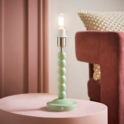 Valuelights Bobble Sage Green Rechargeable Wooden Table Lamp Base Only - image 1