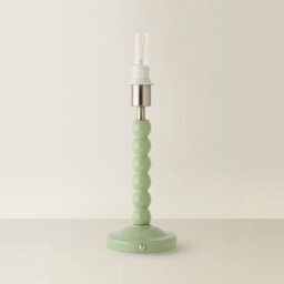 Valuelights Bobble Sage Green Rechargeable Wooden Table Lamp Base Only - thumbnail 3