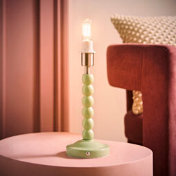Valuelights Bobble Sage Green Rechargeable Wooden Table Lamp Base Only - thumbnail 2