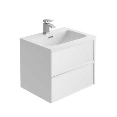 Plum&clay Jenner White Wall Hung Vanity Unit & Basin Set (W)600mm (H)500mm - image 1