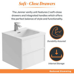 Plum&clay Jenner White Wall Hung Vanity Unit & Basin Set (W)600mm (H)500mm - thumbnail 4