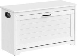 Songmics Vasagle Shoe Cabinet, Bench, Entrance Shoe Box With Folding Door, Adjustable Divider, With Cut-Out Side Handles, White - thumbnail 9