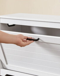 Songmics Vasagle Shoe Cabinet, Bench, Entrance Shoe Box With Folding Door, Adjustable Divider, With Cut-Out Side Handles, White - thumbnail 3