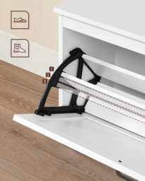 Songmics Vasagle Shoe Cabinet, Bench, Entrance Shoe Box With Folding Door, Adjustable Divider, With Cut-Out Side Handles, White - thumbnail 7