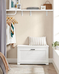 Songmics Vasagle Shoe Cabinet, Bench, Entrance Shoe Box With Folding Door, Adjustable Divider, With Cut-Out Side Handles, White - thumbnail 5