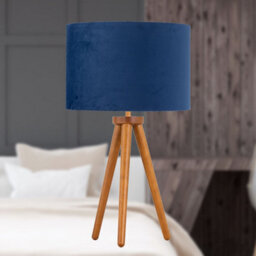 First Choice Lighting Voyage - Dark Oak Table Lamp Or Bedside Light With Blue Velvet Shade - thumbnail 5