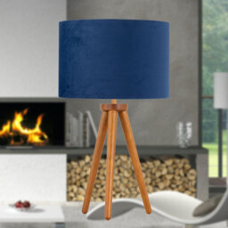 First Choice Lighting Voyage - Dark Oak Table Lamp Or Bedside Light With Blue Velvet Shade - thumbnail 4