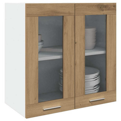 Berkfield Kitchen Wall Cabinet With Glass Door Artisan Oak 60X31X60 Cm - image 1