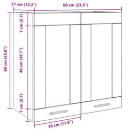 Berkfield Kitchen Wall Cabinet With Glass Door Artisan Oak 60X31X60 Cm - thumbnail 9