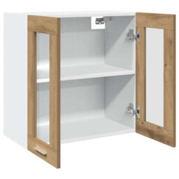 Berkfield Kitchen Wall Cabinet With Glass Door Artisan Oak 60X31X60 Cm - thumbnail 7