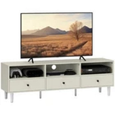 Cream White Tv Stand Unit Storage Cabinet For Up To 75 Inch Tv - image 1