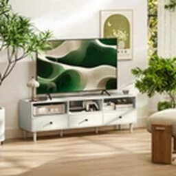 Cream White Tv Stand Unit Storage Cabinet For Up To 75 Inch Tv - thumbnail 2