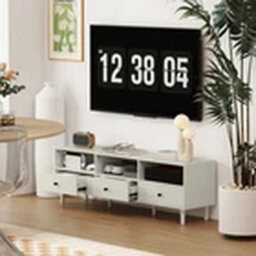 Cream White Tv Stand Unit Storage Cabinet For Up To 75 Inch Tv - thumbnail 4