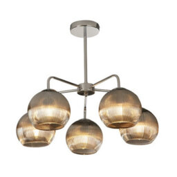 Pagazzi Lighting Pagazzi Hamblin 5 Light Chrome And Smoked Glass Semi-Flush Ceiling Light - thumbnail 5