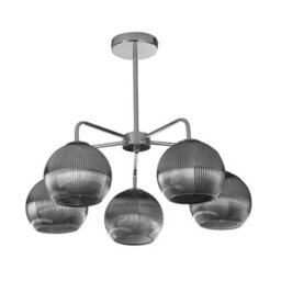 Pagazzi Lighting Pagazzi Hamblin 5 Light Chrome And Smoked Glass Semi-Flush Ceiling Light - thumbnail 6