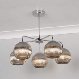 Pagazzi Lighting Pagazzi Hamblin 5 Light Chrome And Smoked Glass Semi-Flush Ceiling Light - thumbnail 1