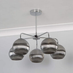 Pagazzi Lighting Pagazzi Hamblin 5 Light Chrome And Smoked Glass Semi-Flush Ceiling Light - thumbnail 2