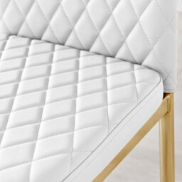 Furniturebox Uk 4 Seater Dining Set - Novara 100Cm Gold Round Glass Dining Table And Chairs - 4 White Faux Leather Milan Chairs - thumbnail 7