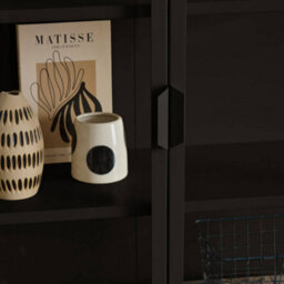 Sweeek - Sideboard, Steel And Tempered Glass China Cabinet With 2 Doors  Black 80X35X180 Cm - Arkansas - thumbnail 8