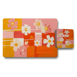 Benjamin Tate Design Designer Artwork Placemat And Coaster Set With Wood Backing, 12 Pieces, Exclusive Collection