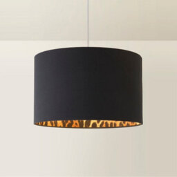 Valuelights Oasis Black Fabric With Leopard Print Inner Drum Large Lamp Shade And Bulb (D)41Cm - thumbnail 6