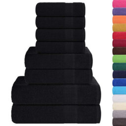 Berkfield Durable 8 Piece Towel Set Black 360 Gsm 100% Cotton