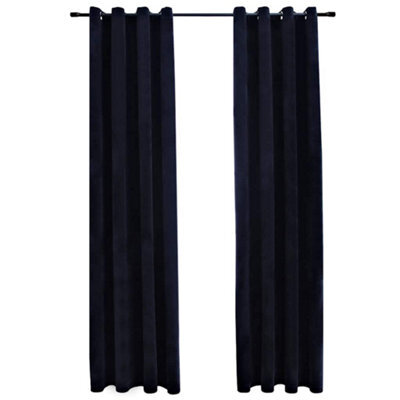 Berkfield Elegant Blackout Curtains With Rings 2 Pcs Velvet Black 140X245 Cm